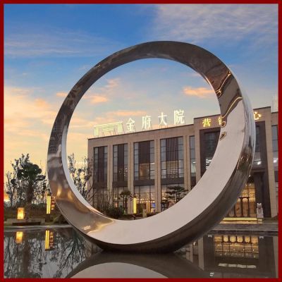 鏡面不銹鋼酒店會所門口大型圓環