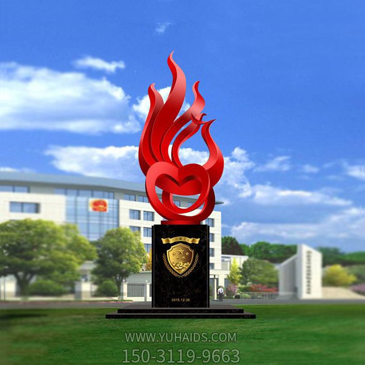 公園創(chuàng)意不銹鋼抽象愛(ài)心鳳凰雕塑