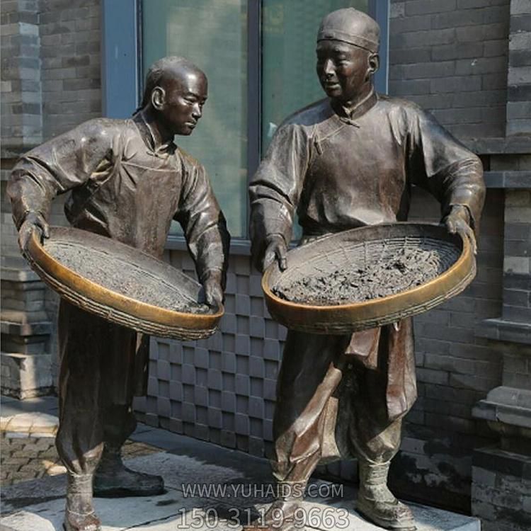 仿銅街頭民俗文化 鑄銅古代人物雕塑