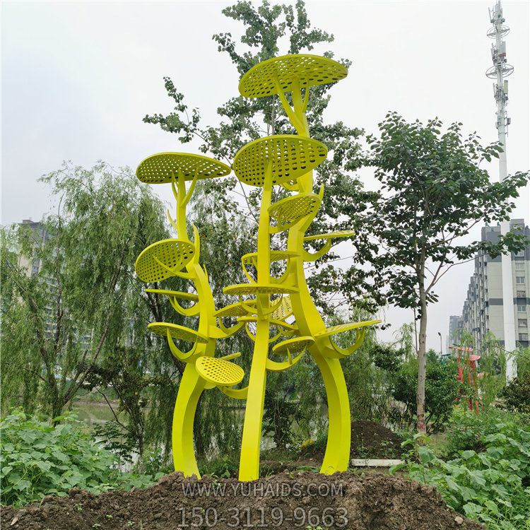 不銹鋼抽象樹(shù)，網(wǎng)狀樹(shù)葉樹(shù)冠雕塑