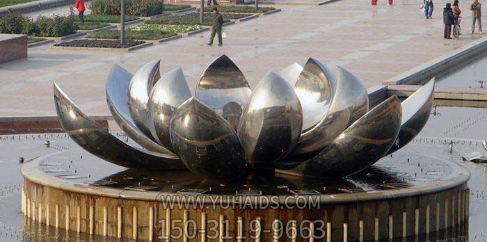 公園廣場不銹鋼噴泉荷花雕塑 公園廣場不銹鋼噴泉荷花雕塑