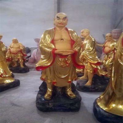 寺廟景區玻璃鋼彩繪大型景觀十八羅漢雕塑