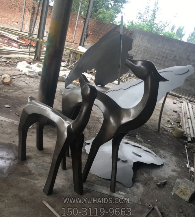 園林藝術(shù)戶外抽象動(dòng)物小鹿擺件雕塑