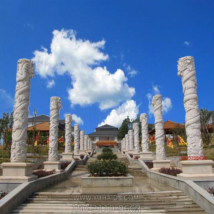園林景區漢白玉龍柱石雕雕塑