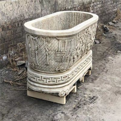 漢白玉仿古石槽，深水槽