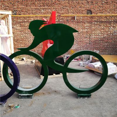 騎自行車，鐵藝剪影運(yùn)動(dòng)人物