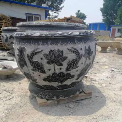 石雕魚缸石缸庭院青石仿古做舊石頭水缸花盆擺件