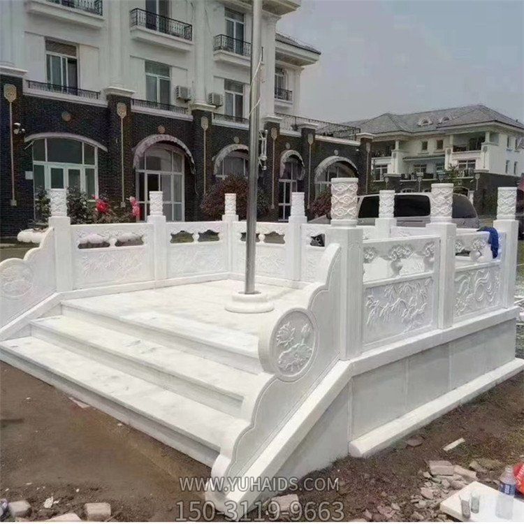 學校升旗臺景區拱橋裝飾漢白玉石欄桿雕塑