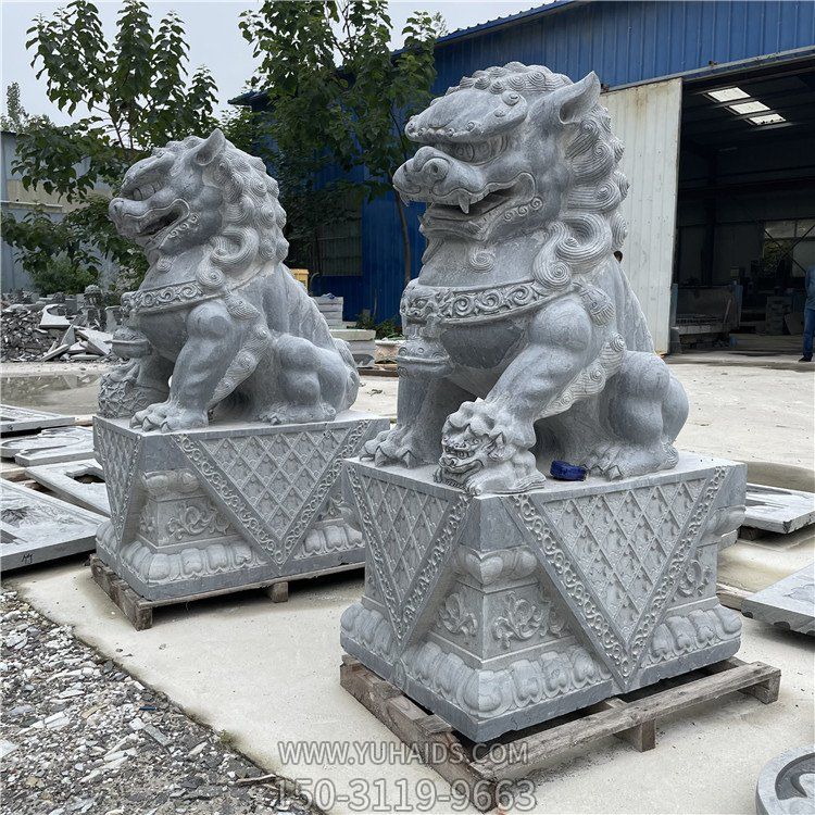 青石大獅子，2米5高大門鎮(zhèn)宅石雕獅子雕塑