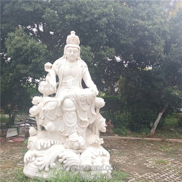 漢白玉優質天然石材雕刻觀音坐像景區寺院雕塑
