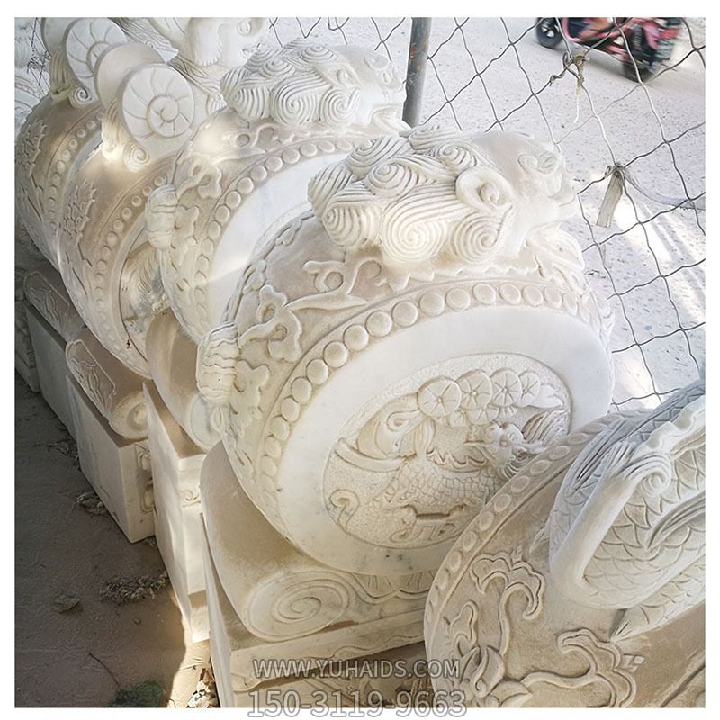 漢白玉抱鼓石門墩大型擺件酒店門口裝飾工藝雕塑