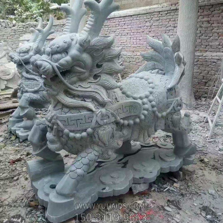 青石麒麟，吉祥神獸石雕雕塑
