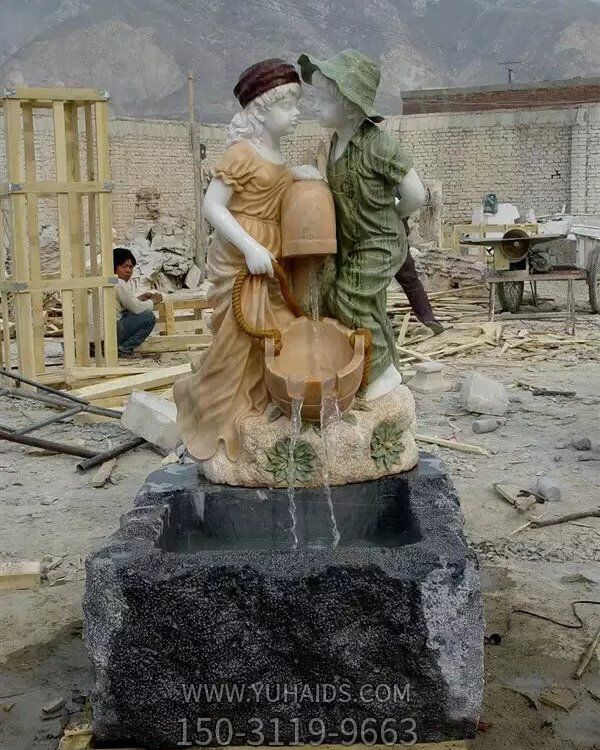 庭院別墅創意西方人物流水噴泉擺件雕塑