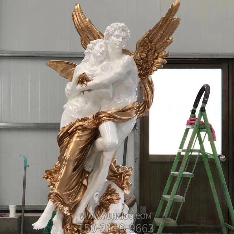 玻璃鋼漆金戶(hù)外廣場(chǎng)人物景觀西方天使雕塑