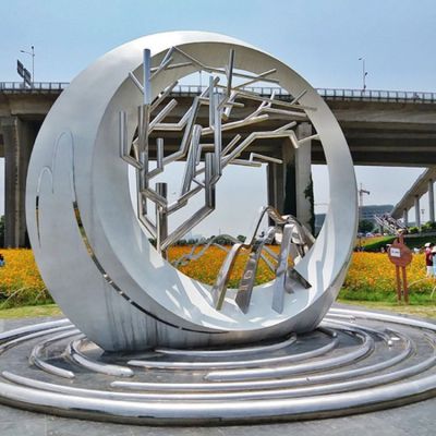 不銹鋼戶外園林景觀圓環雕塑