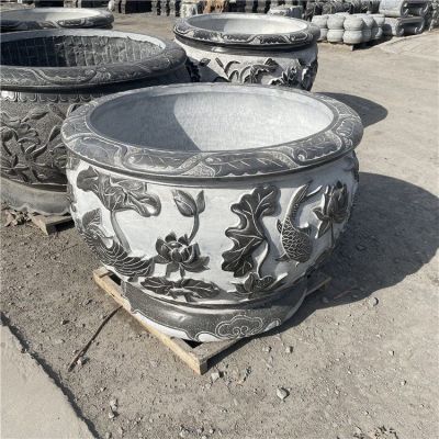 水缸魚缸，青石石雕缸