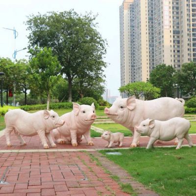 玻璃鋼仿真豬，豬仔仿真動物雕塑
