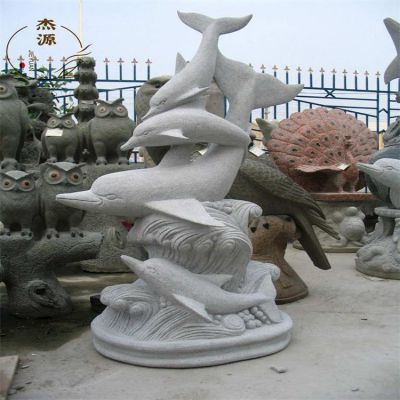 黃銹石雕刻海洋動物海豚景區(qū)廣場景觀雕塑擺件 