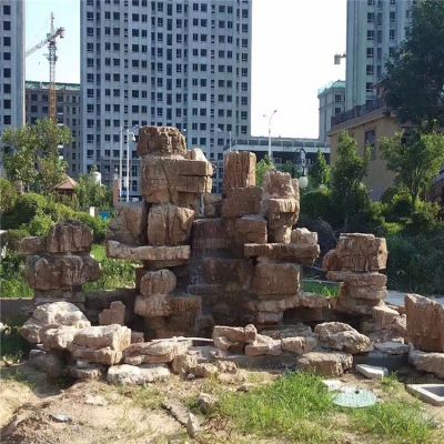 疊石假山，小區園林人造假山水景