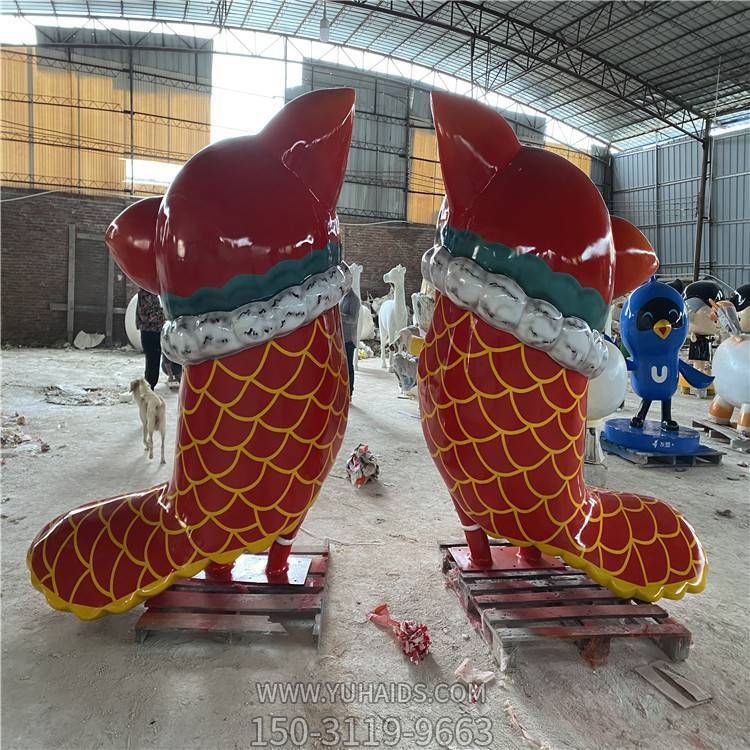 玻璃鋼卡通彩繪創意舞獅景觀擺件雕塑