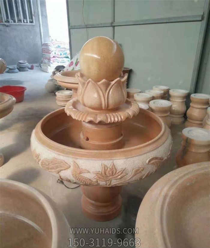 晚霞紅蓮花風水球公園石雕 晚霞紅蓮花風水球公園石雕