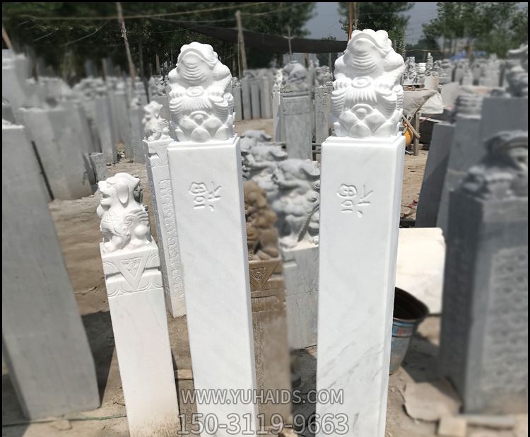 漢白玉金蟾招財園林庭院拴馬柱裝飾擺件 漢白玉金蟾招財園林庭院拴馬柱裝飾擺件