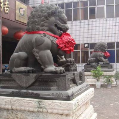工廠(chǎng)企業(yè)大理石石雕鎮(zhèn)宅招財(cái)獅子雕塑