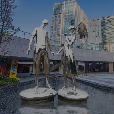 廣場(chǎng)不銹鋼抽象人物景觀擺件戶(hù)外噴泉景觀擺件