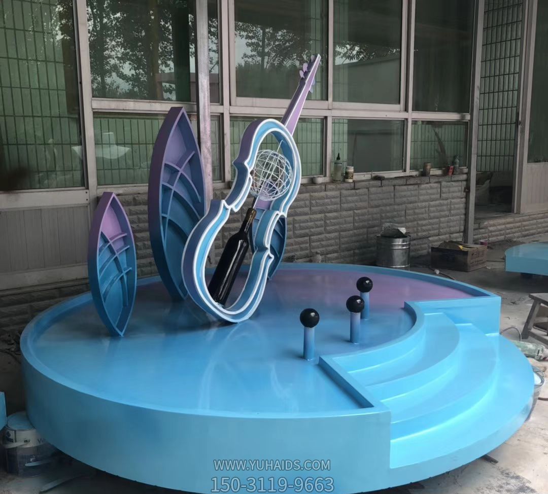 雕塑雕塑 景區園林玻璃鋼彩繪小提琴<a href=