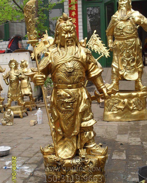 純金打造立式招財武財神雕塑