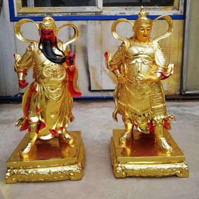 寺廟持刀銅關公像坐像關二爺佛像 