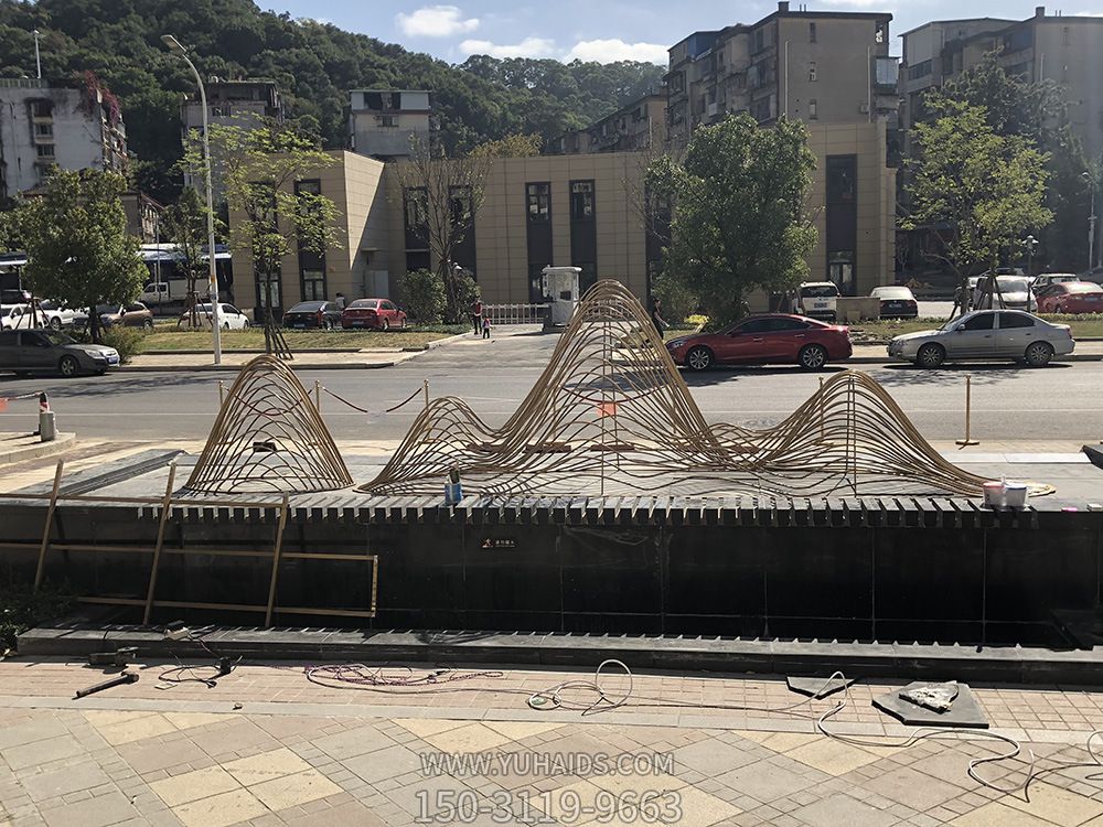 酒店小區金屬擺件水池水景景觀雕塑鏤空假山不銹鋼雕塑