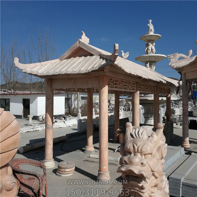 村莊文化廣場(chǎng)擺放晚霞紅長廊涼亭雕塑