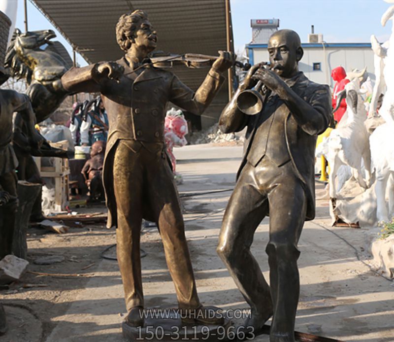 吹嗩吶的 廣場人物擺件銅雕吹奏雕塑