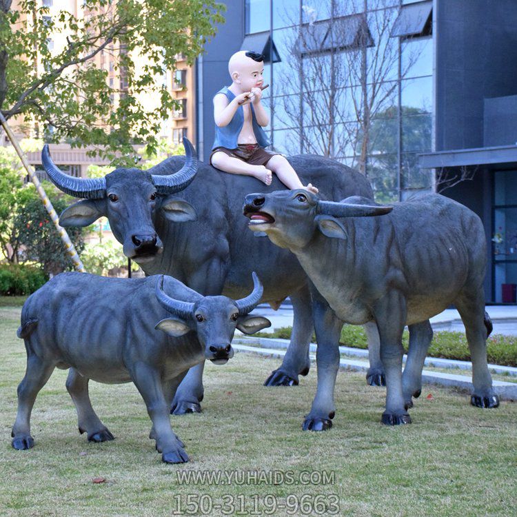 牧童雕塑擺件戶外園林農場雕塑