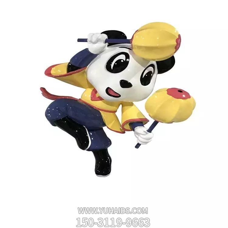 玻璃鋼卡通戶外商場創意熊貓雕塑