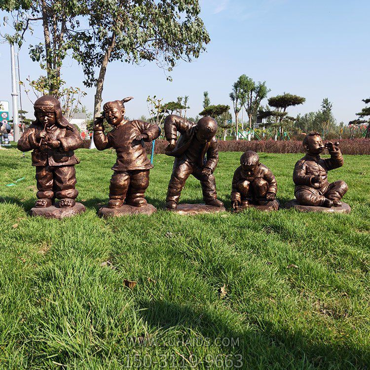 鑄銅小孩子，童趣系列小孩銅雕