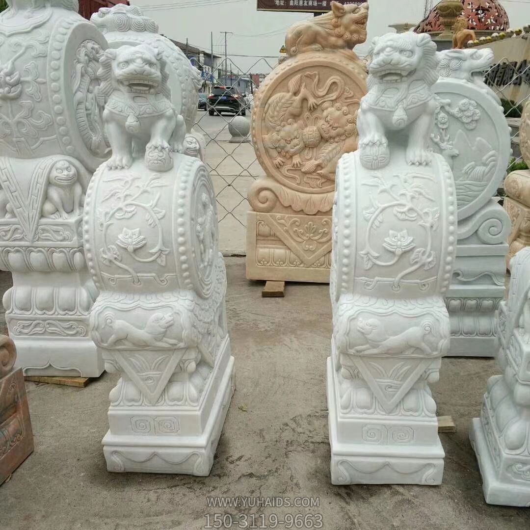 景區廣場漢白玉獅子石鼓石雕門墩抱鼓石雕塑