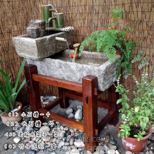 園林景觀大理石石雕柱子流水擺件雕塑