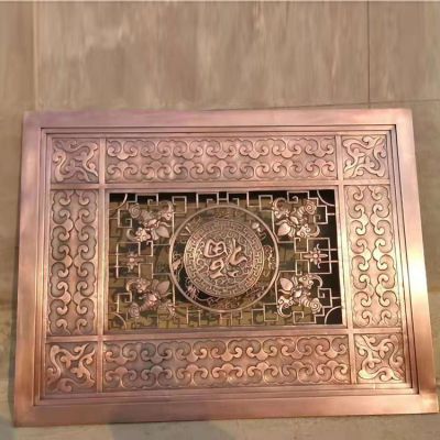 酒店庭院裝飾黃銅鍛造鏤空中式壁畫(huà)雕塑