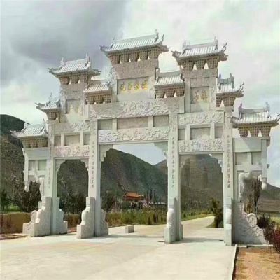 戶(hù)外街道村口大型門(mén)樓古建筑牌坊雕塑