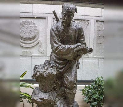 庭院園林擺放鑄銅浮雕醫學家李時珍青銅雕