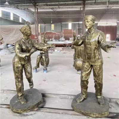 戶(hù)外街道玻璃鋼仿銅人物景觀雕塑