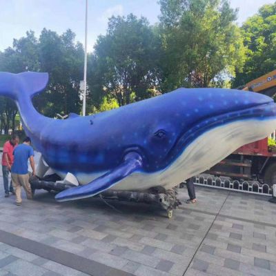 景區大型玻璃鋼彩繪海洋動物景觀鯨魚雕塑