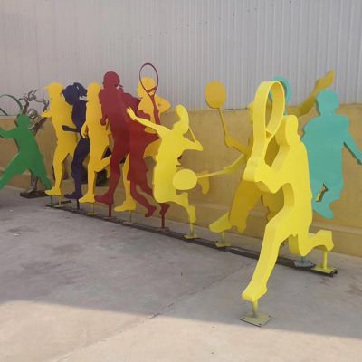 校園運(yùn)動不銹鋼彩繪打羽毛球的抽象人物