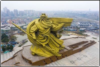 景區(qū)廣場擺放銅雕立式關(guān)公武財神雕塑  