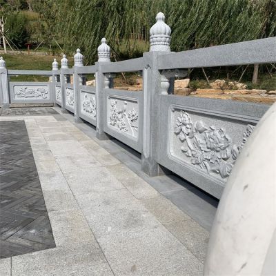 石雕欄桿，菊花紋石欄板