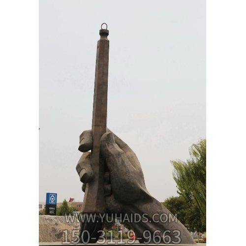 寫字，大型手握毛筆寫字動作景觀雕塑