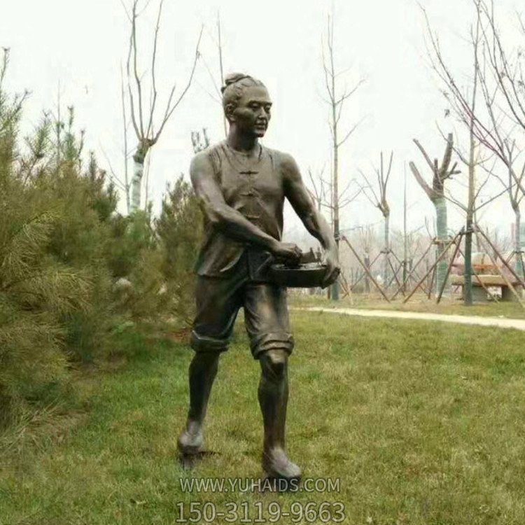 庭院門口大型仿銅創意情景小品人物雕塑