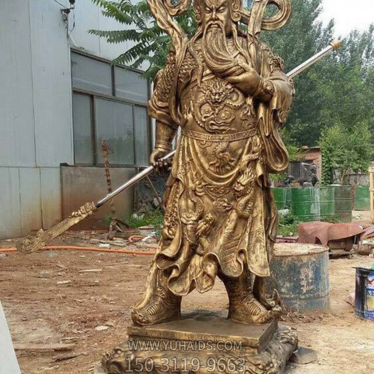 大型寺廟供奉佛像拿刀立式關羽武財神關公雕塑